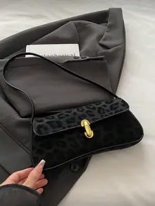 Women's Vintage Faux Leather Clutch Bag, Leopard Print Shoulder Bag, Perfect for Dates, Parties, Retro Style Handbag