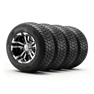 VEVOR Golf Cart Wheels, 10" 205/50-10 Black Aluminum Alloy Golf Cart Tires and Wheels Combo (Set of 4) Fit Club Car, EZGO, Yamaha, 4 Ply Rubber 4-Lug Lawn Mower Tires & Rims, 675 lbs Load, All-Terrain