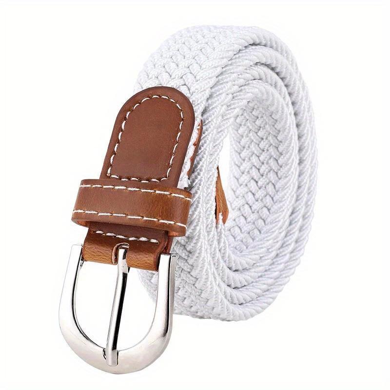 Chic Boho Braided Belt with Square Pin Buckle - Stretchy Linen, Hand-Washable, Perfect for Casual & Outdoor Wear