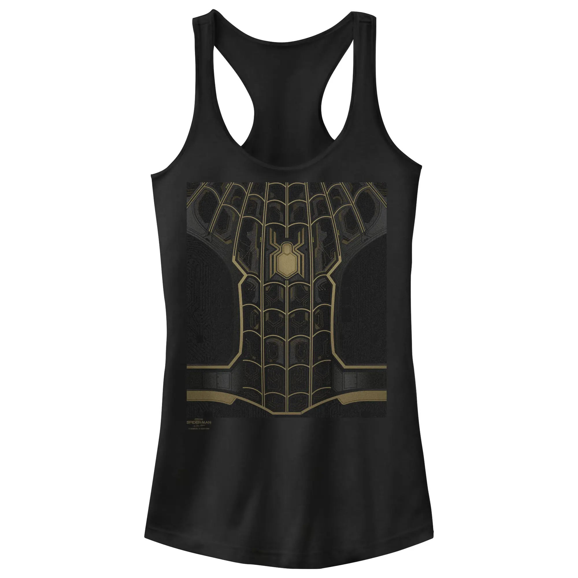 Juniors Womens Marvel Spider-Man: No Way Home Black Suit Racerback Tank Top, Graphic