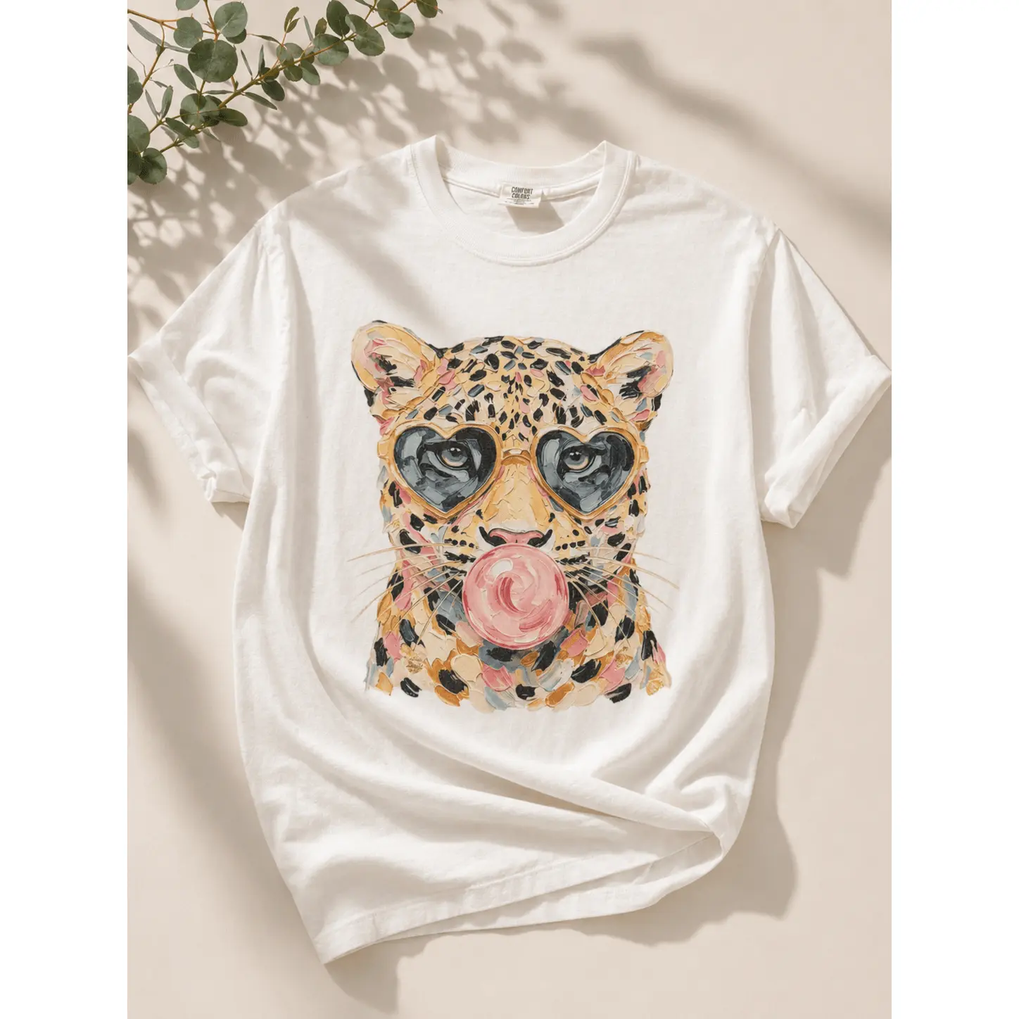 Plus/Reg Short Sleeve Bubblegum Leopard Graphic Tee
