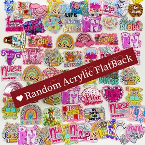 Random 50pcs Cartoon DIY Acrylic Cartoon FlatBack keychain Styles Surprise