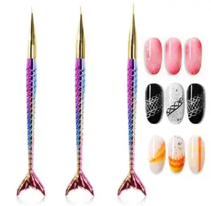 TIKA 3-Piece Nail Art Tool Set, UV Gel Liner Pen, Dotting Tool and Liner Brush for Nail Painting and Drawing