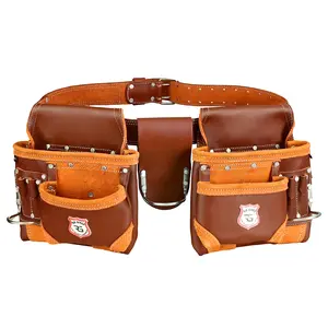 Carpenter Leather Tool Bag 10 Pockets Heavy-Duty Tool Pouch for Men - Multipurpose Construction Tool for Various Tasks tool bag