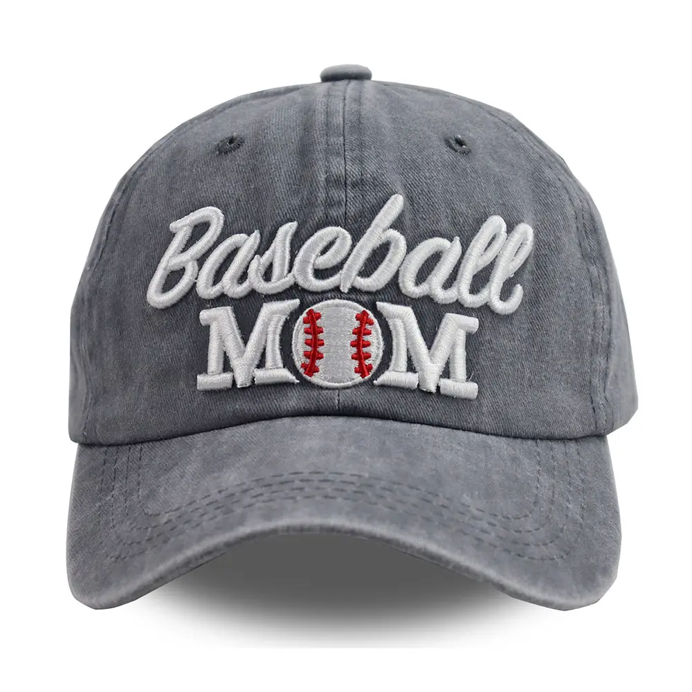 Women's Adjustable Soft Cotton Baseball Cap Hats - Vintage Washed Distressed Design, Baseball Mom Embroidered, All-Day Ease, Relaxed Feel, Soft Cotton, All-Day Ease, Vintage Washed Look Feels Relaxed