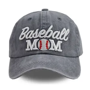 Baseball Mom Embroidered Baseball Cap for Women, Vintage Washed Distressed Softball Mom Hat for Mama