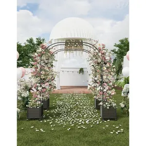 Wheel-Enabled Arch Planting Box - Rustproof Garden Arch with Planter, Wedding Decorations, Metal Garden Arbor Trellis & Climbing Plant, 3.9x7.8, 5.9x7.8, or 7.2x7.8Ft