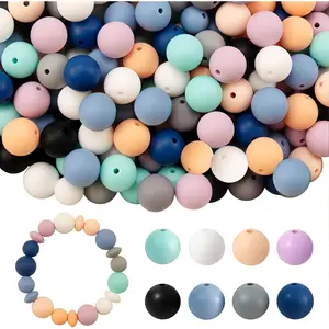 Beads for  Making Kit, Round Polygonal Rubber Beads Bulk  Loose Beads for DIY Necklace Bracelet Making (Color3)