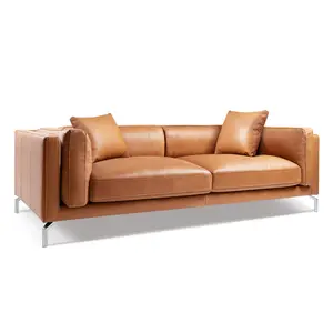 Valencia Zadar Leather Wide Seats Sofa, Cognac