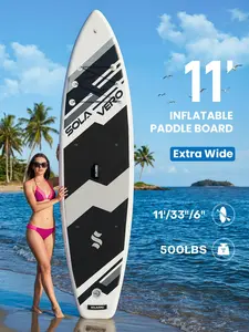 Stand Up Paddle Board 11' Inflatable SUP for Adults, Blow Up Paddle Board with Non-Slip EVA Deck 500LB Capacity Wide Board for All Skill Levels summervibes