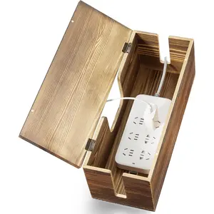 Large  Management Box - Burnt   Organizer Box and Power Strip Box for Electrical Cord Management -  Desk Cord and Floor Cables - Wire Storage and Organization for Cords