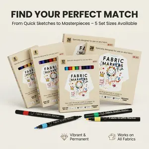 6/8/12/24/30 Color Fabric Marker Pens Waterproof Colored Markers Pen For Artist Rock Painting Glass Ceramic Fabric DIY Card Pens