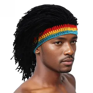 💕Warm Knitted Hat with Wig Cap Function, Dreadlock Loc Cap, Hip-Hop Style, Unisex Winter Fashion, Fun Gag Design, Practical Warmth Choice