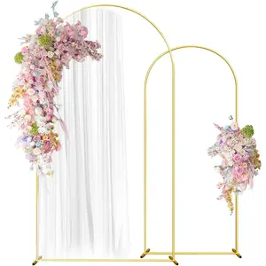 Wedding Arch Backdrop Stand Set of 2 (7.2FT, 6FT) Gold Wedding Balloon Arched Backdrop Stand Square Arch Frame for Birthday Bridal Baby Shower Decoration
