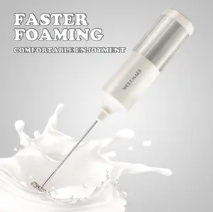 Handheld Milk Frother, Waterproof Electric Whisk for Coffee, Latte, Cappuccino, Hot Chocolate - Stainless Steel Frother, White/Black - Egg, Kitchen