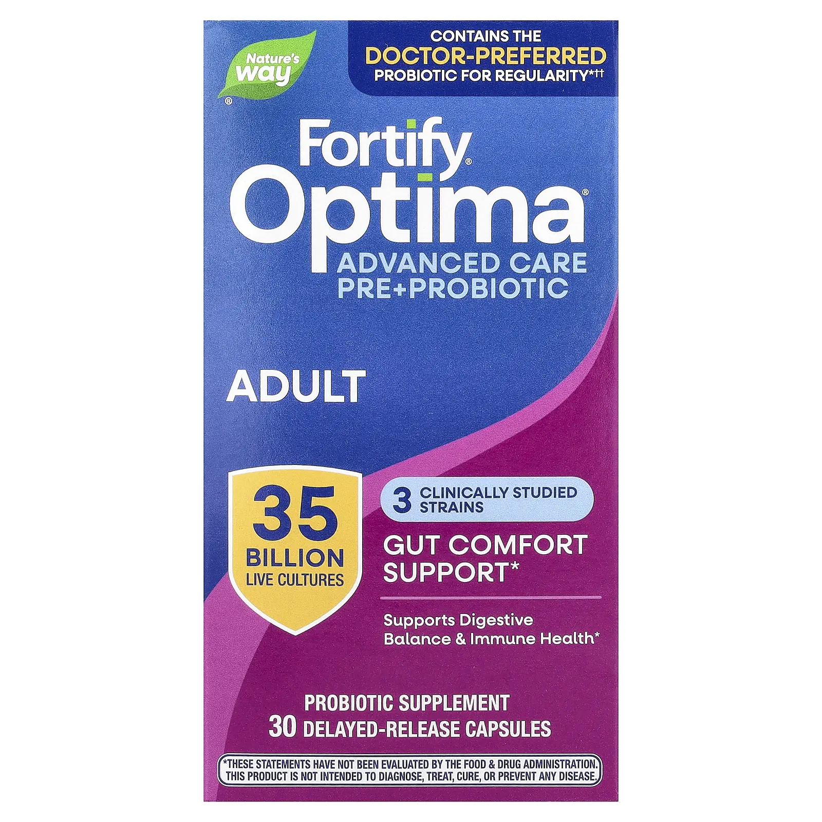Nature's Way Fortify®, Optima® Advanced Care Pre + Probiotic, Adult, 30 Delayed-Release Capsules