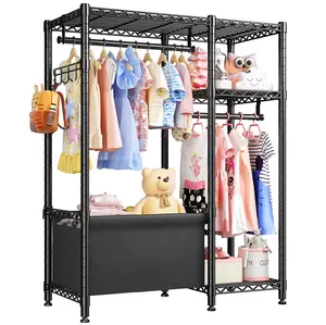 Raybee Furniture Clothing Rack, Portable Clothes Rack with Large Storage Bag Closet Rack for Storage Shoes, Clothes, Quilts, Bags, Clothing Racks for Bedroom, Cloakroom, Entryway 41.9" W x16.1 D x 67.6" H