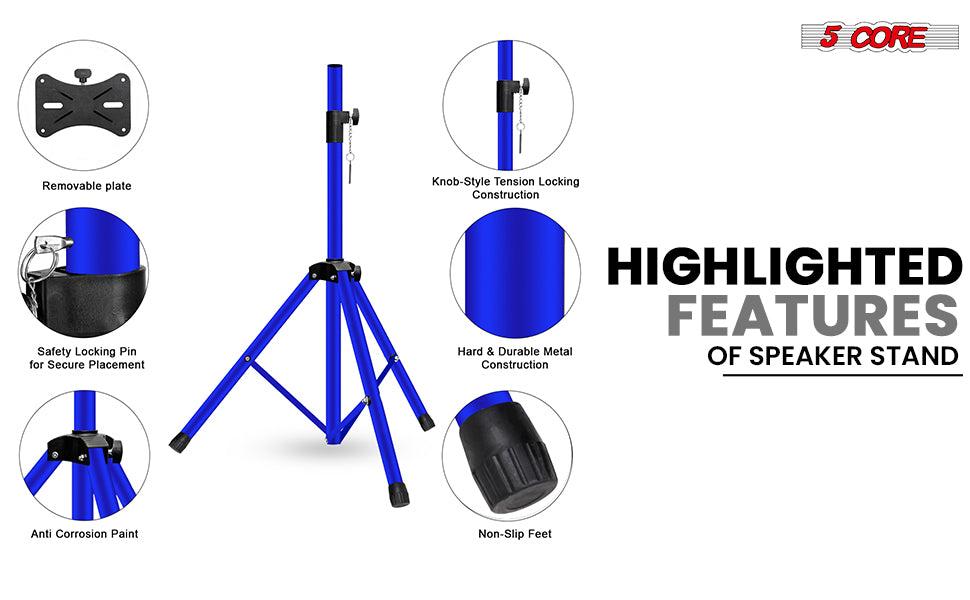 5 Core Speaker Stand Tripod Pair Heavy Duty Adjustable 54" Universal Mount for PA DJ Studio w Bag 5 Core Speaker Stand Tripod Pair Heavy Duty Adjustable 54" Universal Mount for PA DJ Studio w Bag