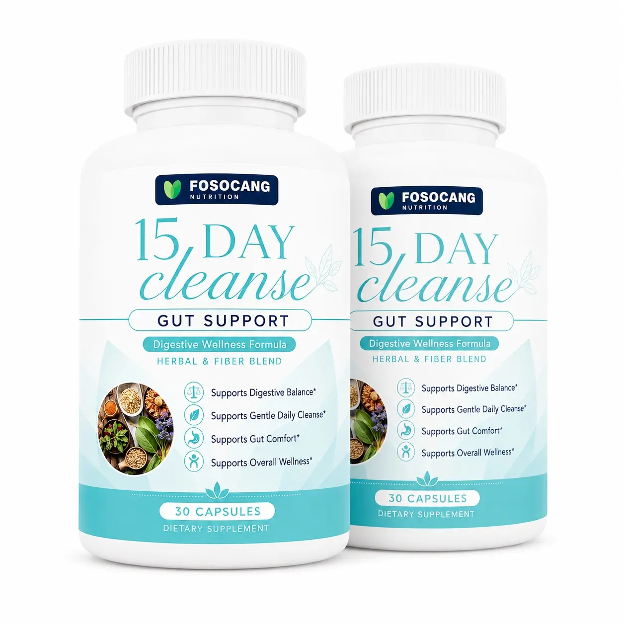 Caffeine-Free Digestive Supplement with Senna, Cascara Sagrada & Psyllium Husk, Non-GMO, 30 Capsules