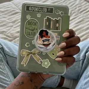 Blessed Kindle Grip, Black Girl Reading Phone Grip, Magnetic Bookish Accessory With Cute Reader Artwork, Perfect Gift For Book Lovers