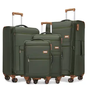 4 Piece Lightweight Luggage Set with Expandable Design Featuring Silent 360 Spinner Wheels TSA Locks Army Green (16in 20in 24in 28in)