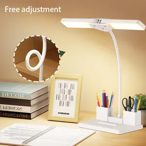 Fashion Dual-Head LED Desk Lamp, Pen Holder, No Flicker, Artistic Decorative Light, Ideal for Dorm, Bedroom, Living Room, Home Office