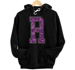 Leopard Cheetah Print Capital Letter R Monogram Initial Pink Hoodie, Sweatshirt, T-Shirt