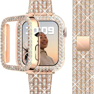 Luxury Rhinestone Decor Watch Band, Fashionable Watch Band for Women, Watch Accessories Compatible with Apple Watch Series 1-8, Smart Watch Accessories