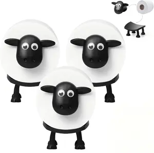 3D printed black sheep-shaped toilet paper holders (pack of 3), fun and cute tissue roll organizers, suitable for bathroom shelves, tables, countertops and floors.