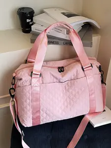 Large capacity travel tote bag, solid color and clean color tote bag, hardware zipper, fashionable and versatile, casual and simple, suitable for college students, campus, back to school, business trips, fitness, men's and women's tote bags