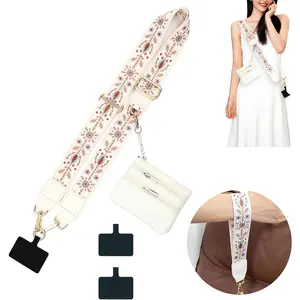 Clip and Go Strap for Phone with Wallet Crossbody, Phone Strap Zippered Pouch, Wrist Strap for Travel Cruise Ship Essential (White)