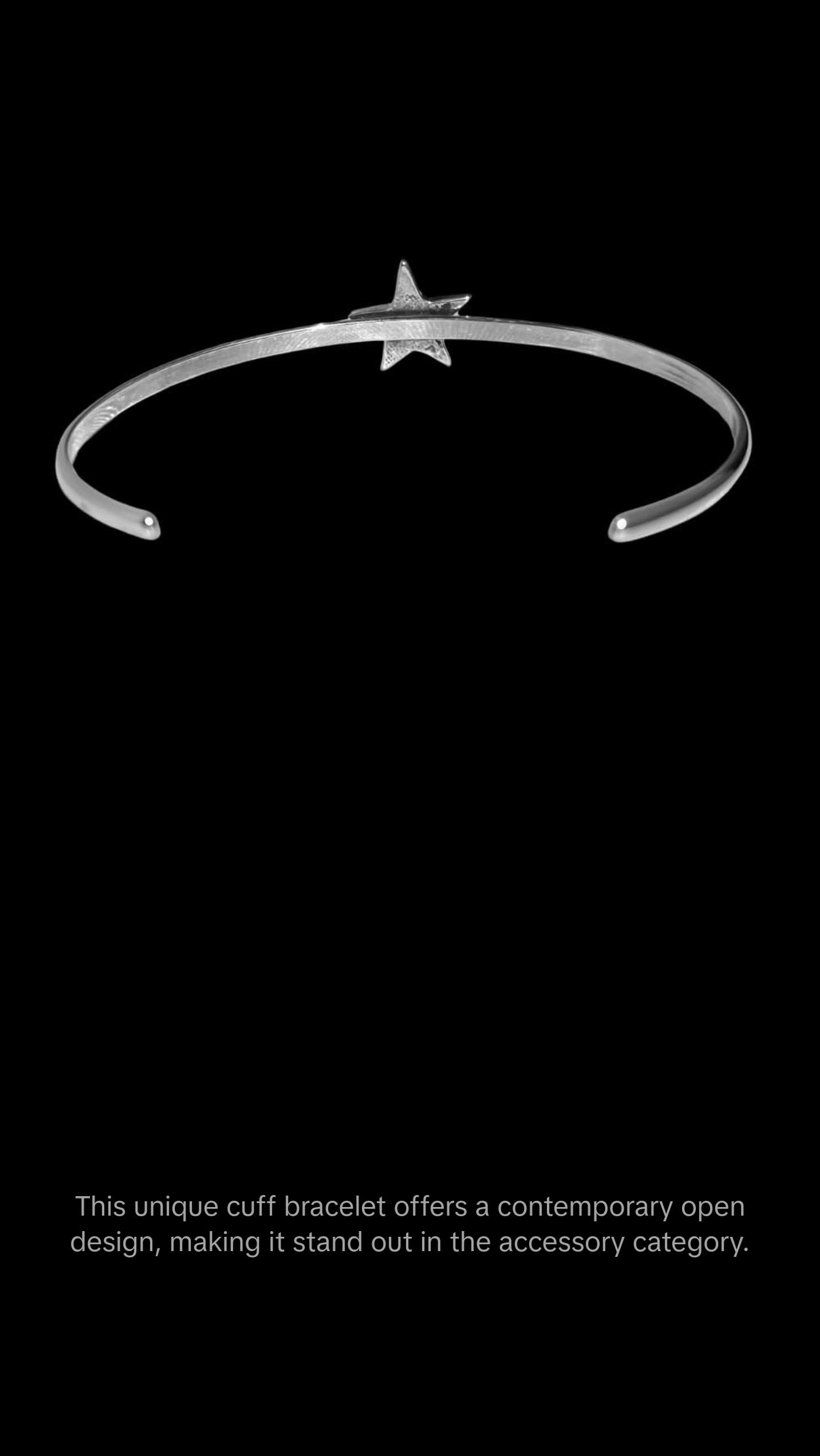 Sterling Silver Cuff Bracelet with Blue or White Opal Star