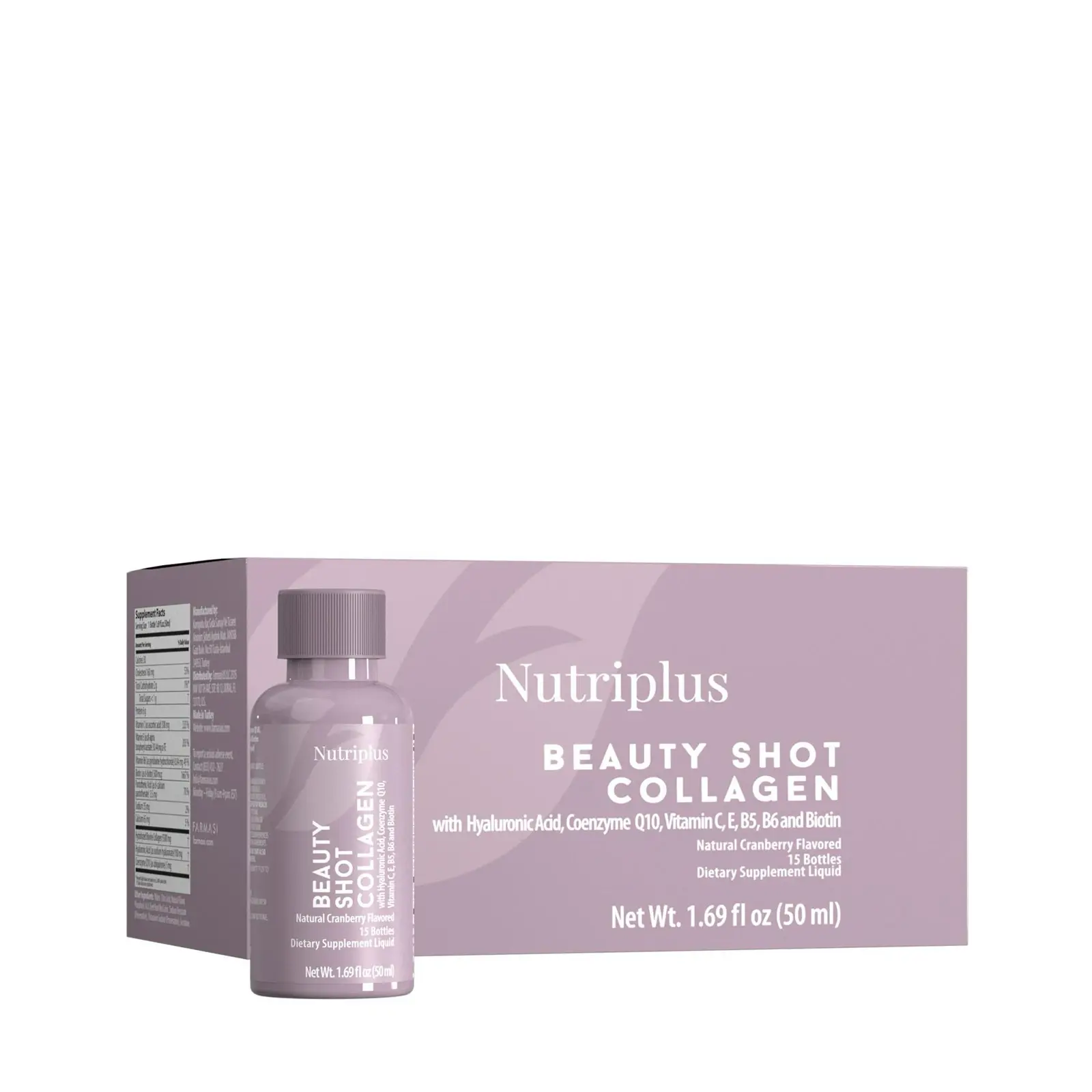 Nutriplus Beauty Shot Collagen Support Supplement - Natural Health & Wellness Boost for Skin Care, support Strong Joints, Healthy Hair, Nails Collagen 15 bottles (30 ml)