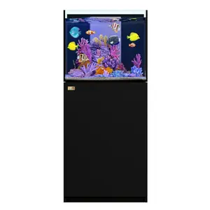 Aqua Dream 37 Gallon Aquarium Coral Reef Ultra Clear Glass Tank & Built in Sump All Black