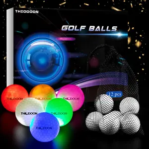 THIOODON LED Golf Balls Glow-in-the-Dark No Timer Light Activated Easy On/Off for Night Golf  Red Green White