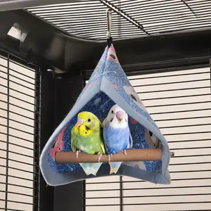 Parrot Swing Perch Hideout House Bird Cage Climbing Toy Natural Wood Play Stand for Conures Cockatiels Parakeets Rest Nest Swing Chew Toy