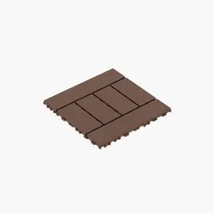 H Style 12" Patio Deck Tiles, DIY Module Interlocking Decking Tiles Floor Tile,Easy and Quick Installation Court Tiles for Porch Poolside Balcony Backyard 44pcs Red Brown