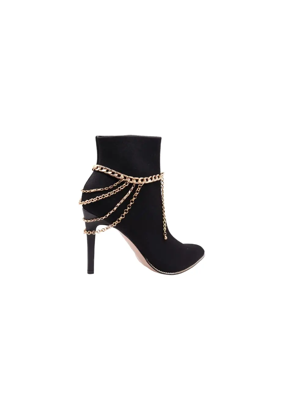 Women Western Fashion Jewelry Gold Metal Boot Chain Anklet Shoe Back Side Wave Charm