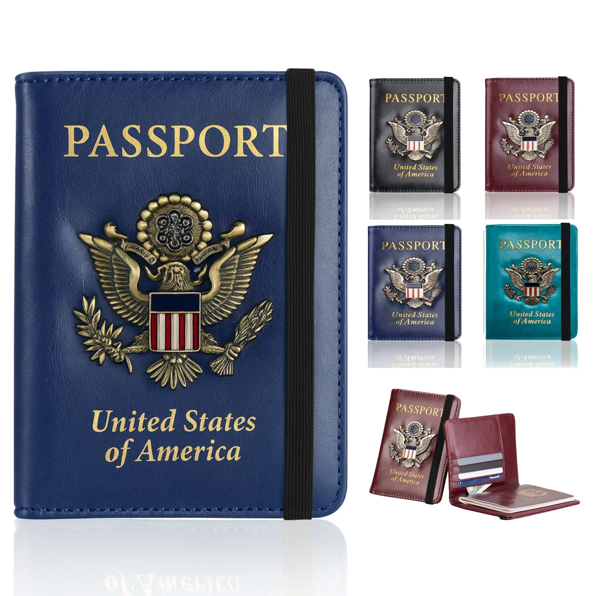 Ciana Chic Slim Faux Leather Passport Holder - Sturdy RFID Blocking Document Organizer with Business Card Holder