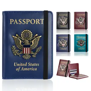 Ciana Leather Passport Wallet with Extra Card Hotel Car Receipt Boarding Pass Slot Elastic Strap Travel Document Holder Durable Faux Leather RFID Blocking 5.75x4.0x0.25 inches