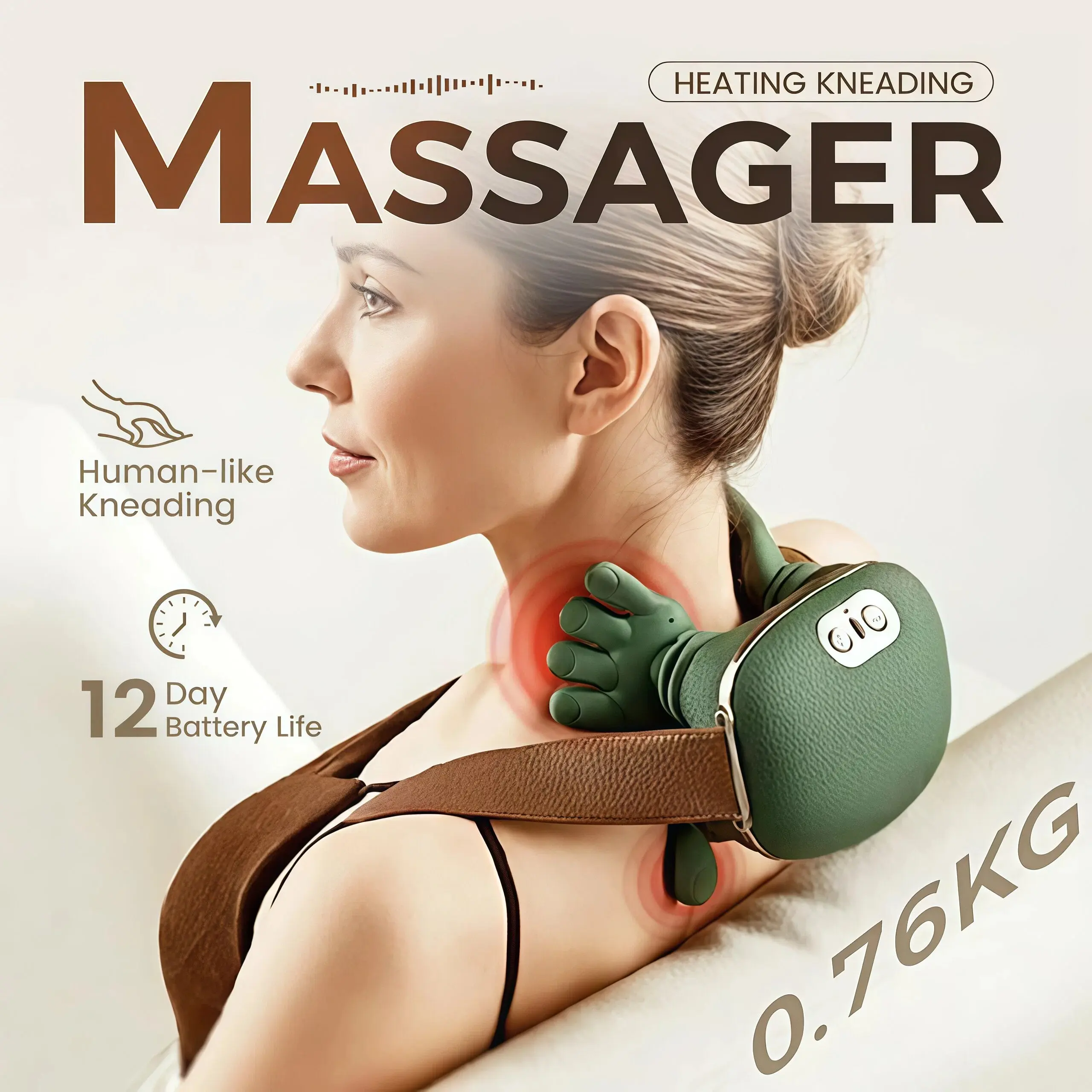 Neck Massager with Heat for Pain Relief deep Tissue,Shoulder & Back Massager,masajeador de espalda y Cuello shiatsu Neck and Back Massager 2026 (Upgraded Version) Lightweight Gift