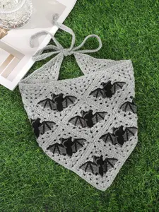 Women's Bat Pattern Crochet Headband, Halloween Theme Scarf Turban, Autumn Fashion Accessory for Women & Girls, Party Daily Decor Gift