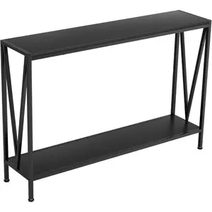 Entryway Table 42.9 Inch, 2 Tier Entry Way Console Entrance Table, Narrow Console Table, Entryway Table, Sofa Table with Shelves for Hallway, Entryway, Living Room, Foyer, Office, Black