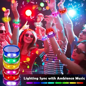 20/50 Pcs LED Glow Bracelets Sound Activated Flashing Light Up Bracelet for Glow in the Dark Party Supplies Christmas Party Favors Birthday Gift Carnival Concerts Night Events , Game Prizes, Birthday Party Favor, Smooth Finish,