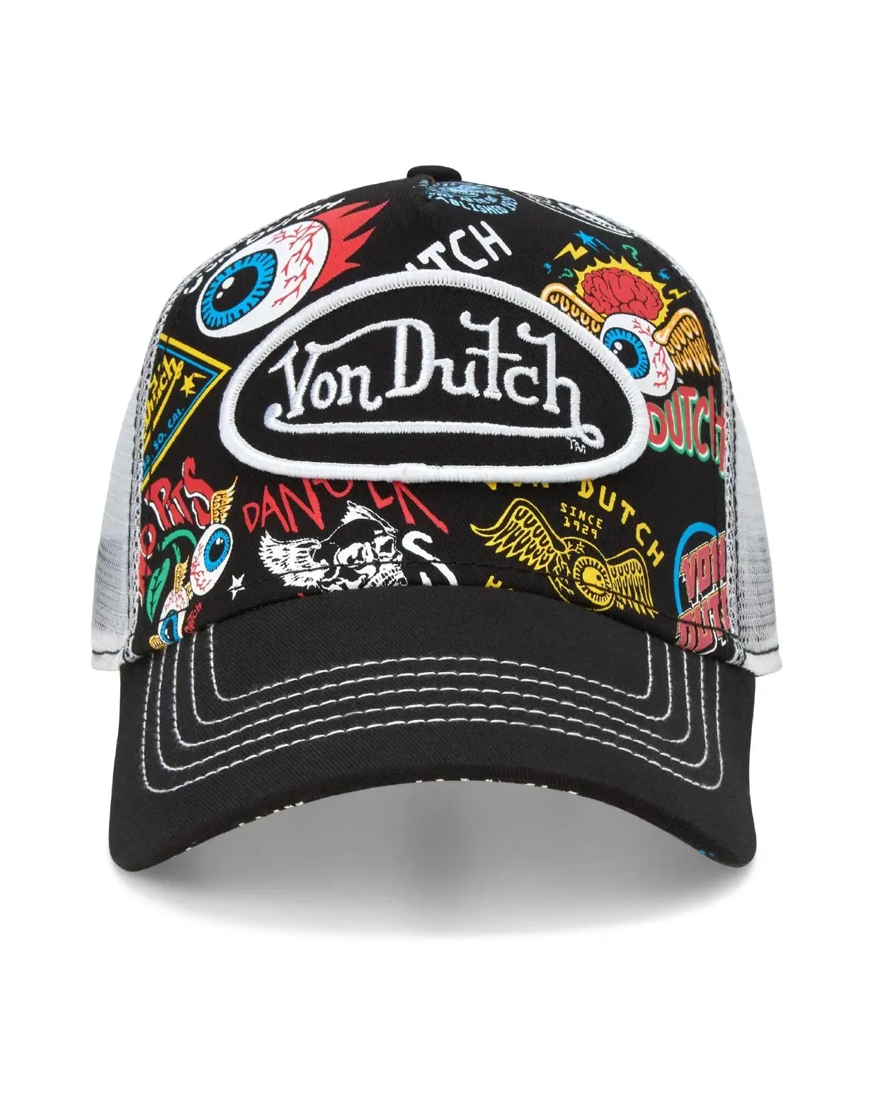 VON DUTCH Graffiti Trucker Cap - Premium Snapback Mesh Baseball Hat, Embroidered Logo Graphic Streetwear Limited Edition 2026, Adjustable Unisex Gorra, Urban Fashion Statement, Perfect for TikTok Style
