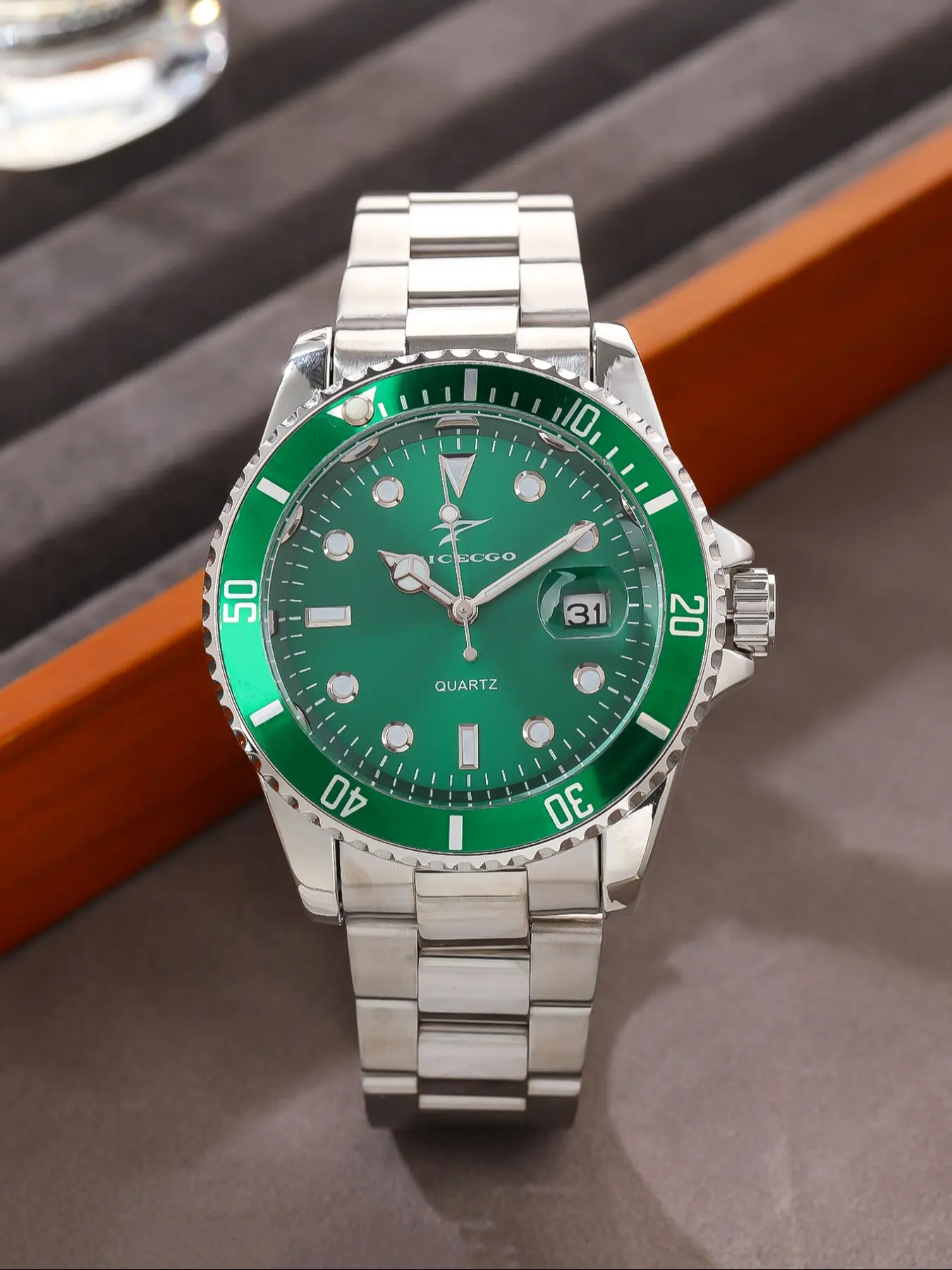 Classic business men's night light dial rotating bezel coin edge watch Analog Quartz Watch stainless steel strap Quartz Movement fashionable casual men's watch, fashionable accessory, preferred watch for holiday birthday gifts
