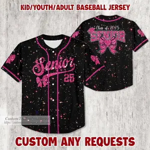 Personalized Senior 2025 Baseball Jersey  Custom Color Class Of 2025 Senior Jersey  Coquette Senior Shirt  Graduation Gift