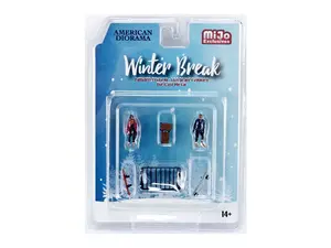 American Diorama Winter Break Diecast Set of 6 Pieces 2 Figures 4 Accessories 1:64 Scale Models Officially Licensed 14+