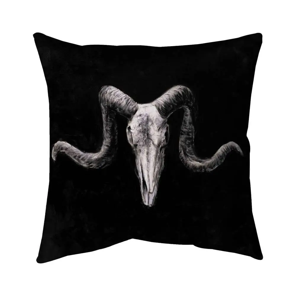 360 Stand 18x18 in. Polyester Print Skeleton Skull Grunge Throw Pillow - Soft Cushions, Weather Resistant, UV-Protected, Indoor/Outdoor Soft Furnishing for Animal-Themed Bedrooms, Weather Resistant Cushions, Gothic Standard Pillows, Animal Bedroom Decor,,
