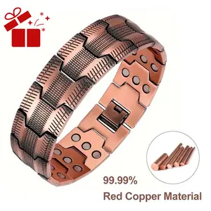 99.9% Pure Copper Magnetic Bracelet for Men  3500 Gauss Strong Magnets,  Adjustable with Tool, Hypoallergenic Wellness Therapy Jewelry, Perfect Gift for Yourself, Loved One bangle pulsera sanadora premium fold-over clasp